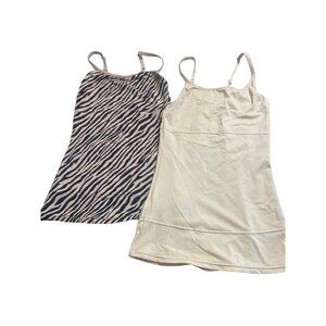 Set Of 2 Maidenform Flexees Shapewear Tank Tops Beige Zebra Print #3266 Size S